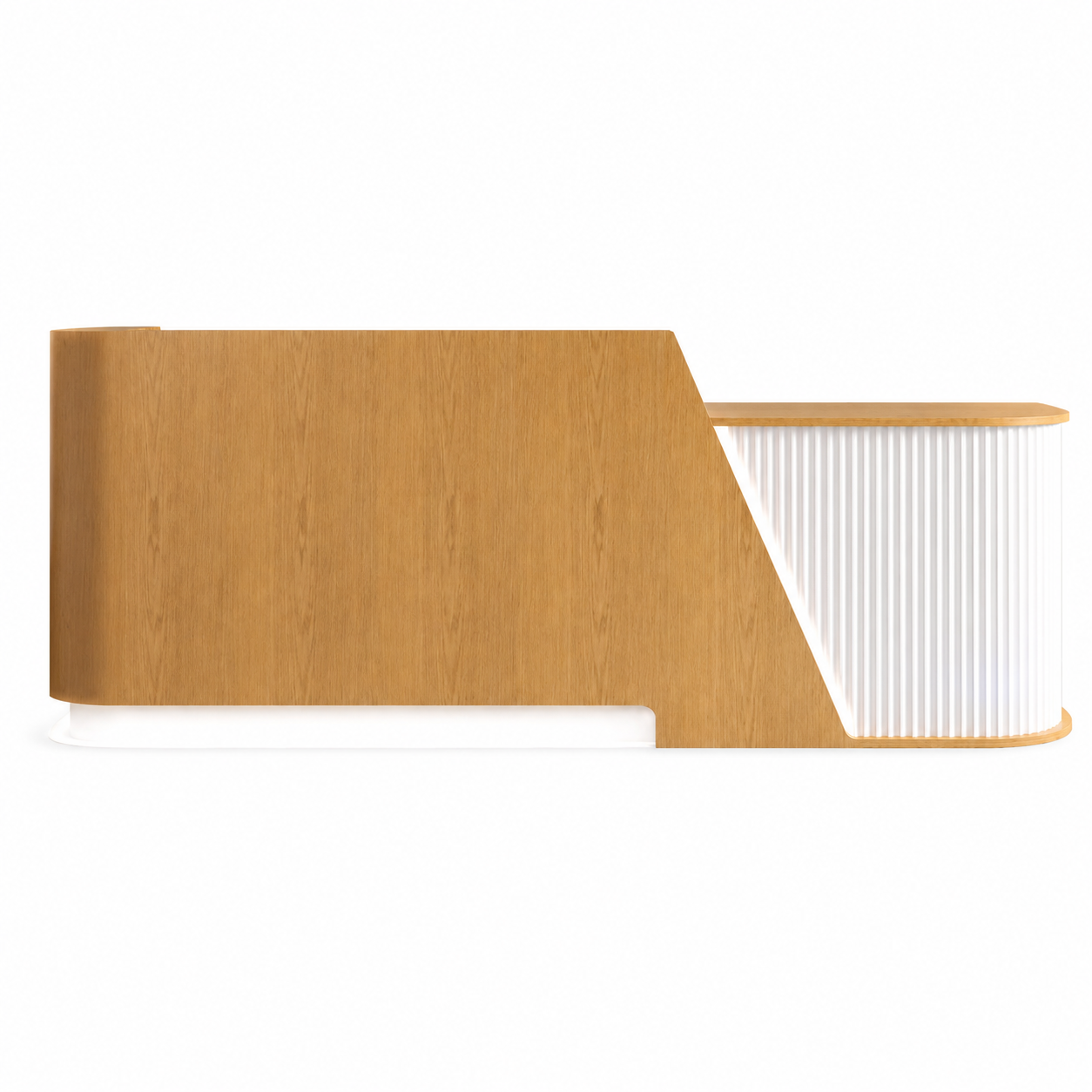 Modern Curved Fluted Reception Desk with LED Lighting and Custom Logo