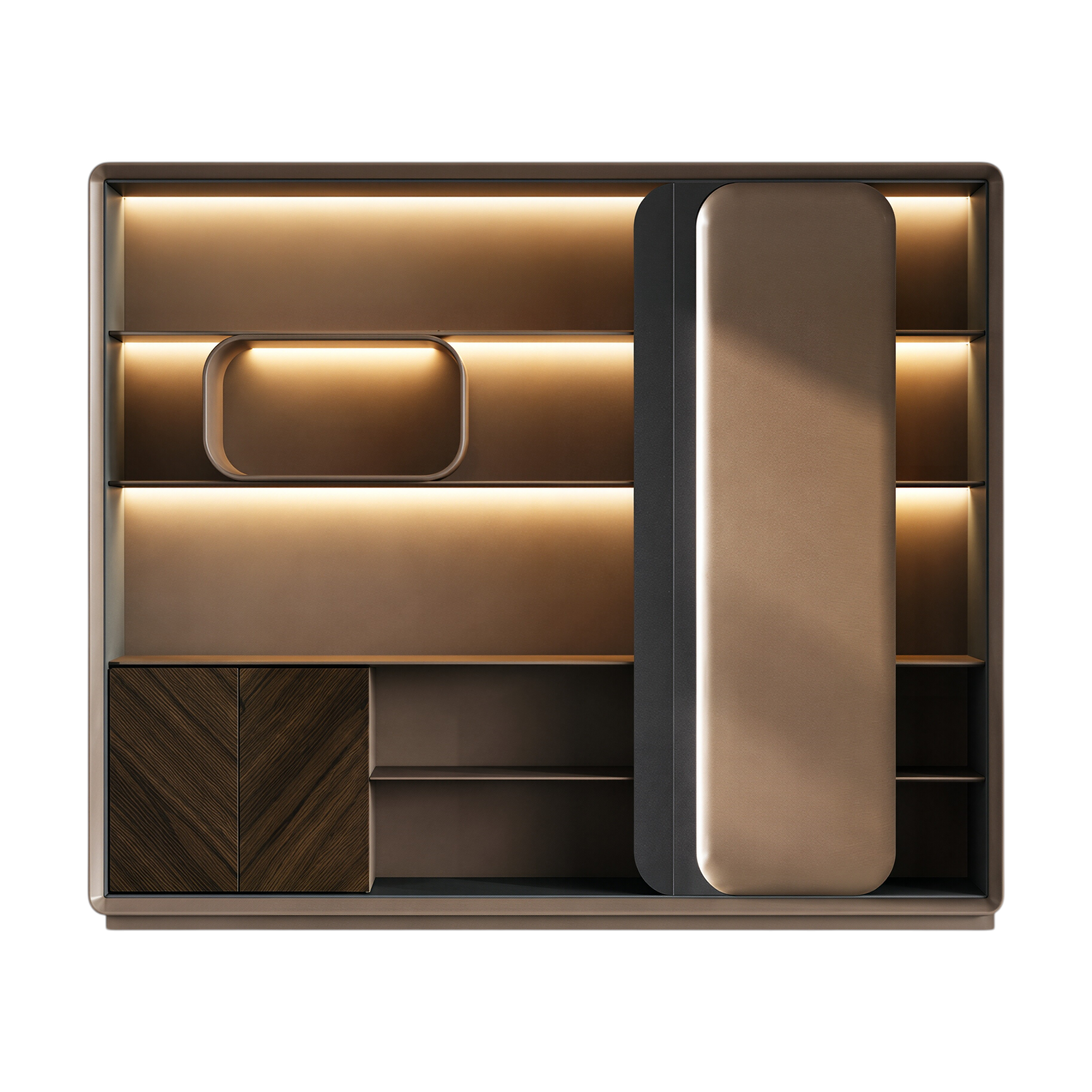 Luxury Walnut Executive Storage Wall Cabinet