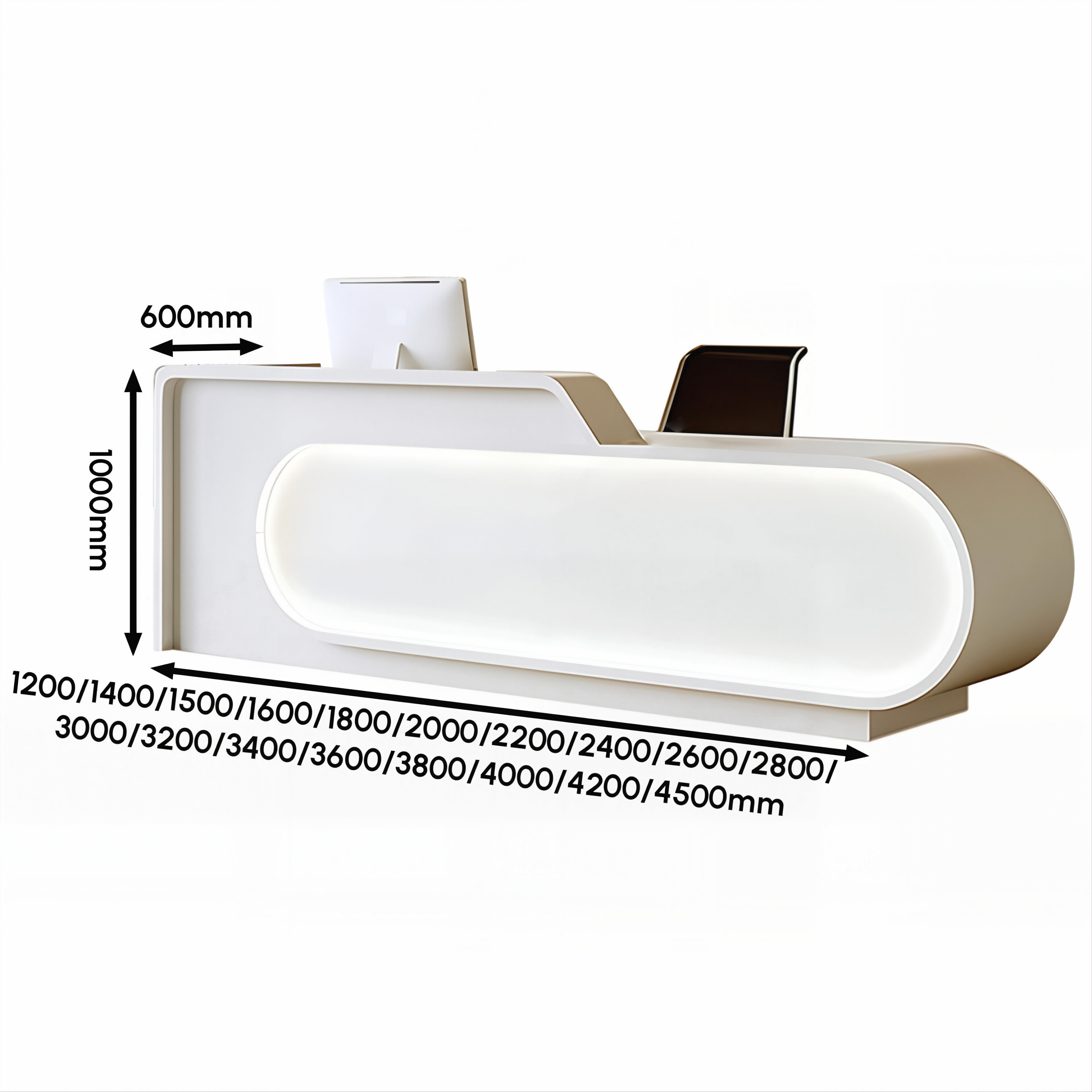 Modern LED Lit Office Reception Desk Eco Friendly E1 Grade with Lockable Storage