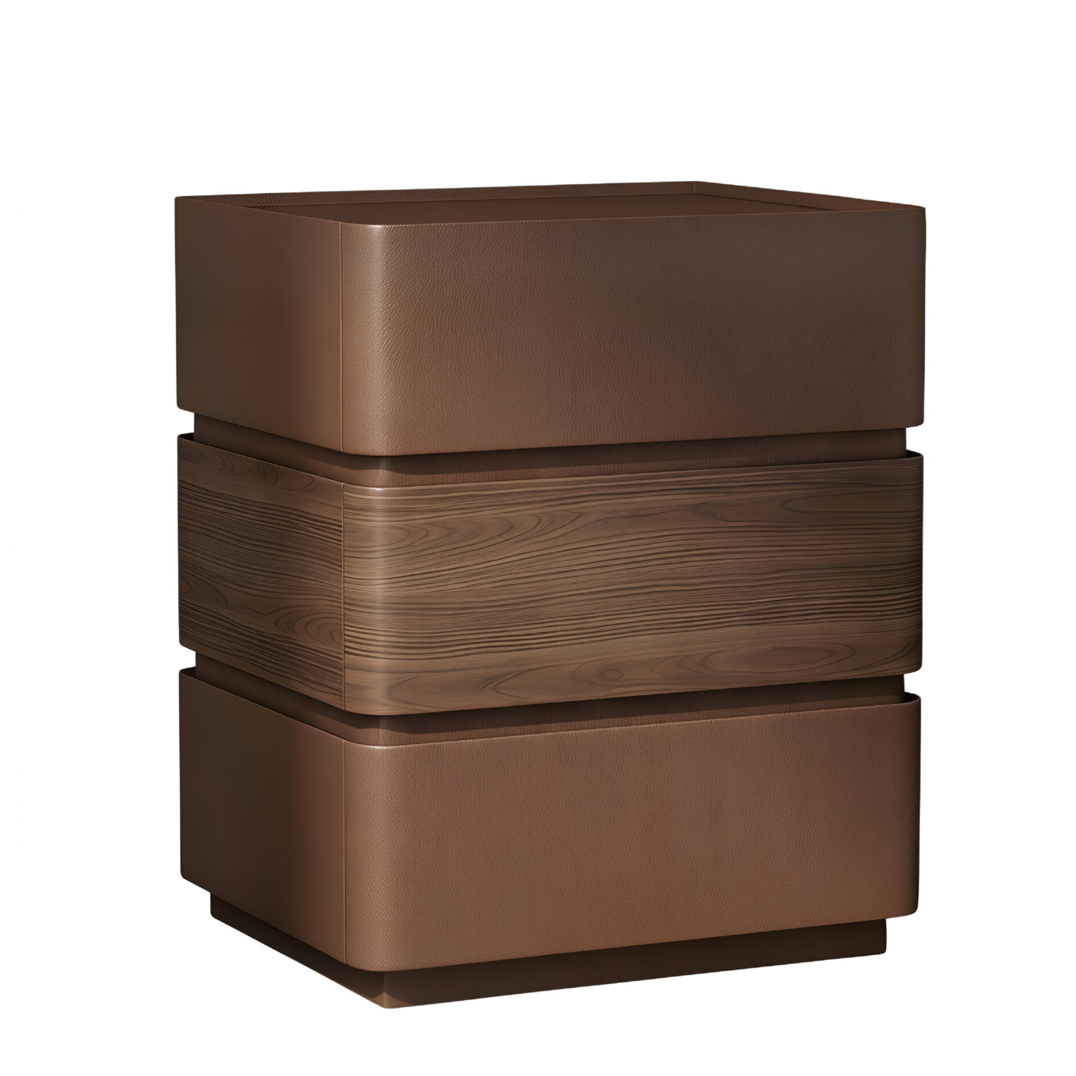 Contemporary Bedside Cabinet with Woodgrain Accent