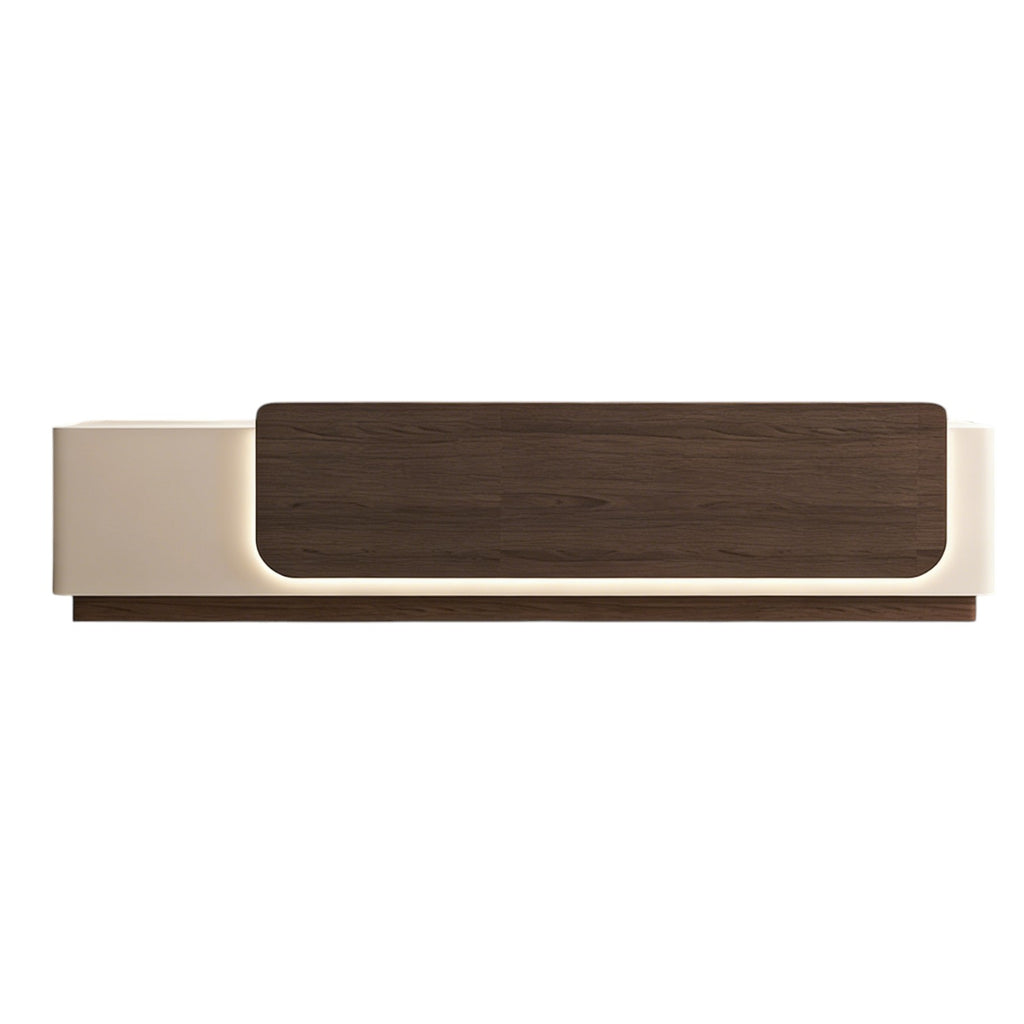 Contemporary Reception Desk with Backlit Timber Feature