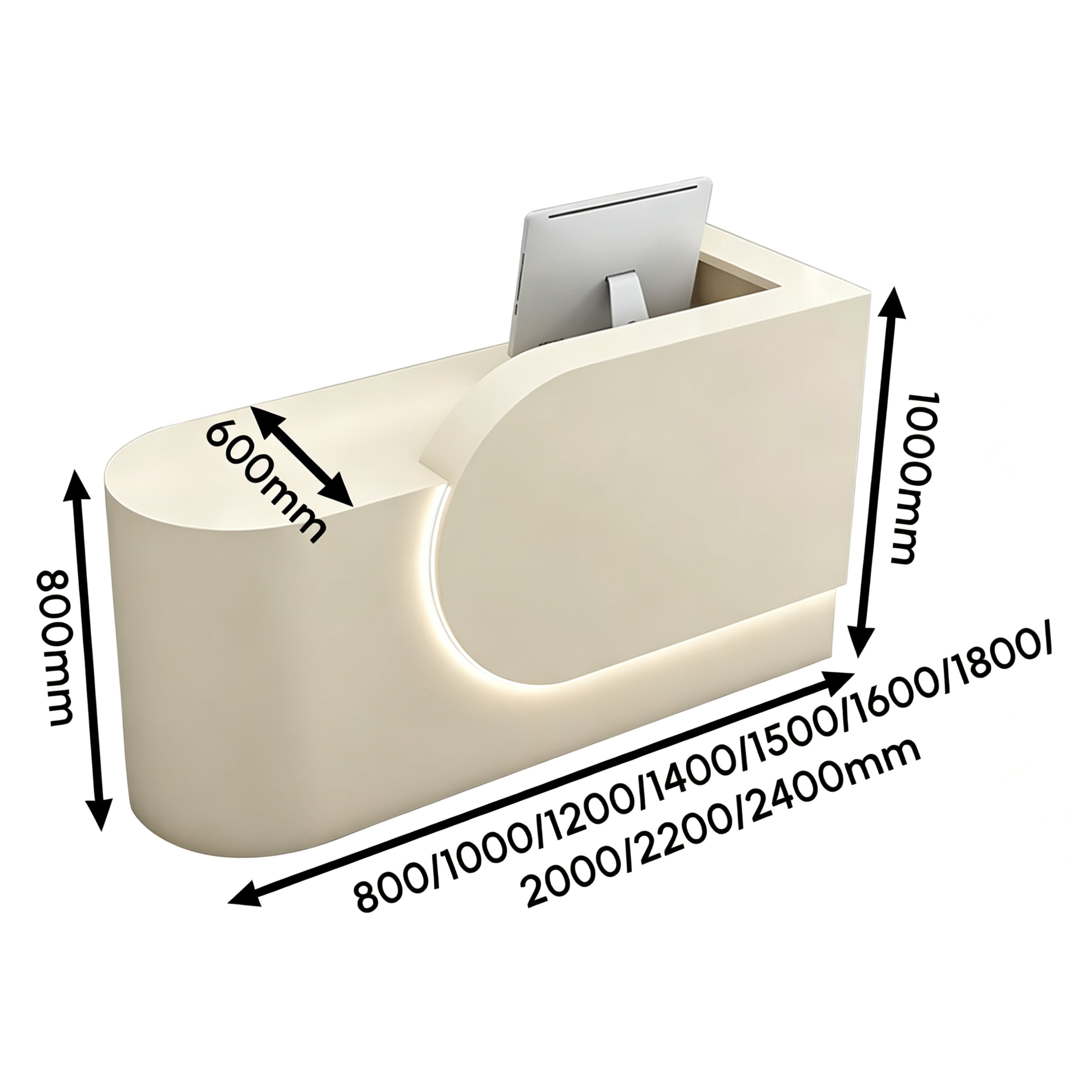 Compact Curved Reception Counter for Beauty and Skin Clinics