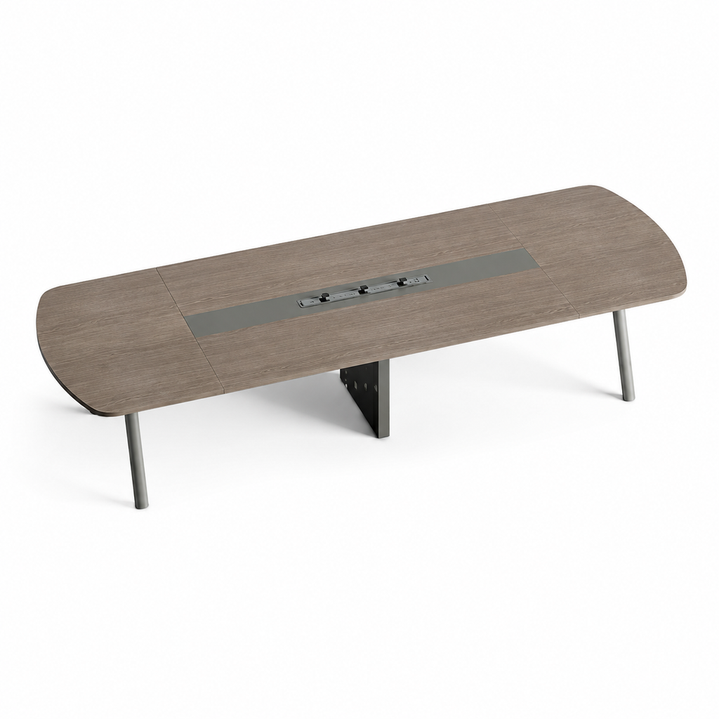 Modern Meeting Table with Integrated Power Outlet and Aluminium Legs