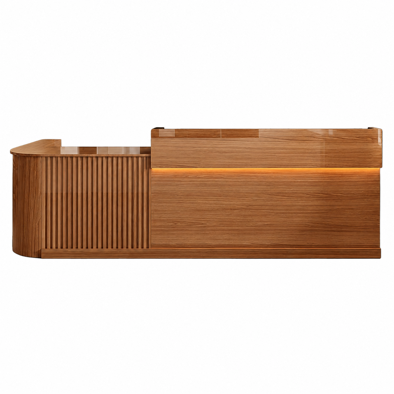 Slatted Timber Café Counter with LED Front Panel