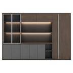 Premium Walnut Office Cabinet with Display Shelves