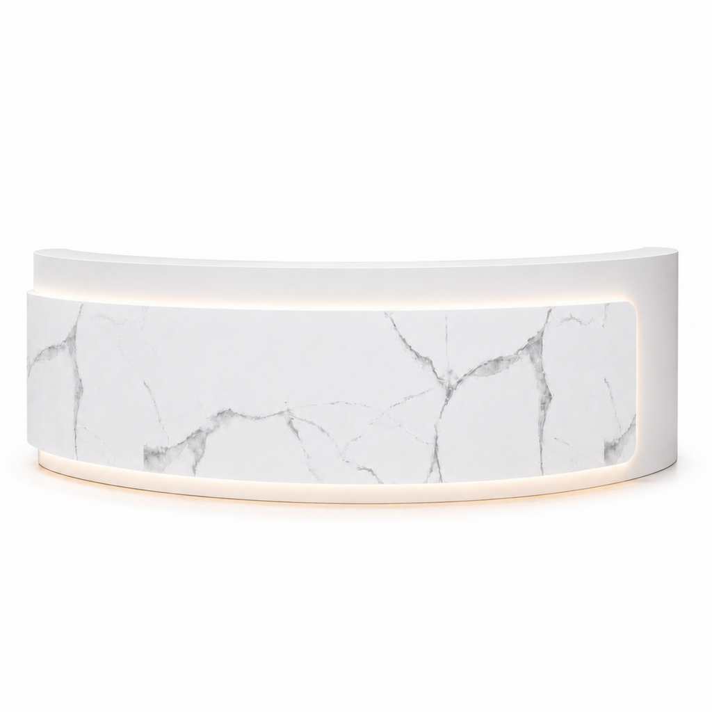 Premium Curved Reception Counter with Integrated LED Lighting