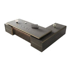 Premium Executive Office Desk with Voice-Controlled LED Lighting and Statement Side Storage
