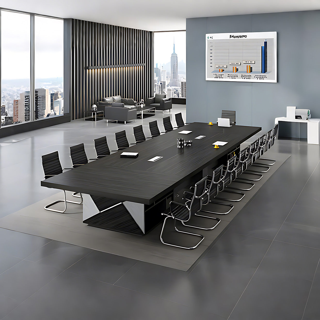 Executive Black Oak Modern Boardroom Conference Table