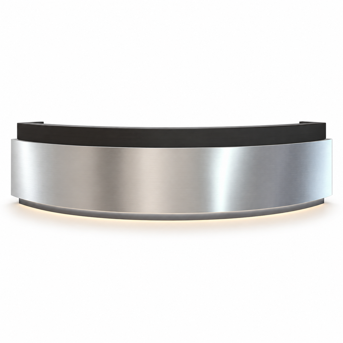 Contemporary Curved Reception Desk with Stainless Steel, LED and Custom Logo