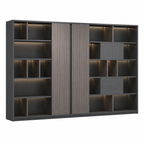 Executive Storage Wall Cabinet with LED and Concealed Wardrobe Storage