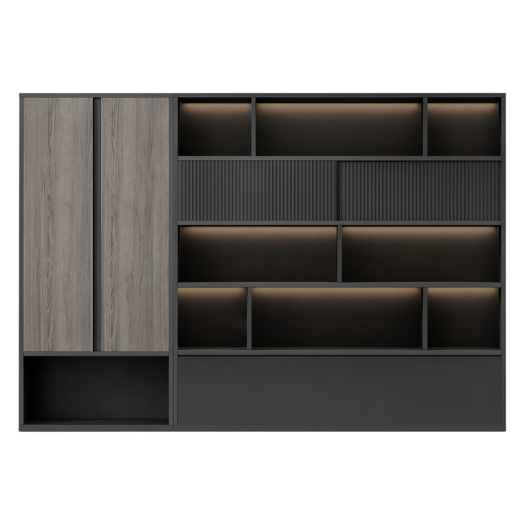 Modern Filing Cabinet with Open Display Shelves