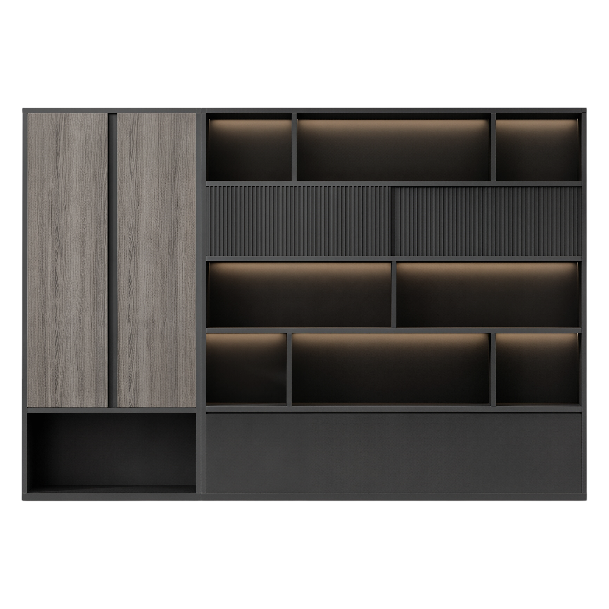 Modern Filing Cabinet with Open Display Shelves