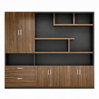 Modern Executive Storage Wall Cabinet with Open Shelving