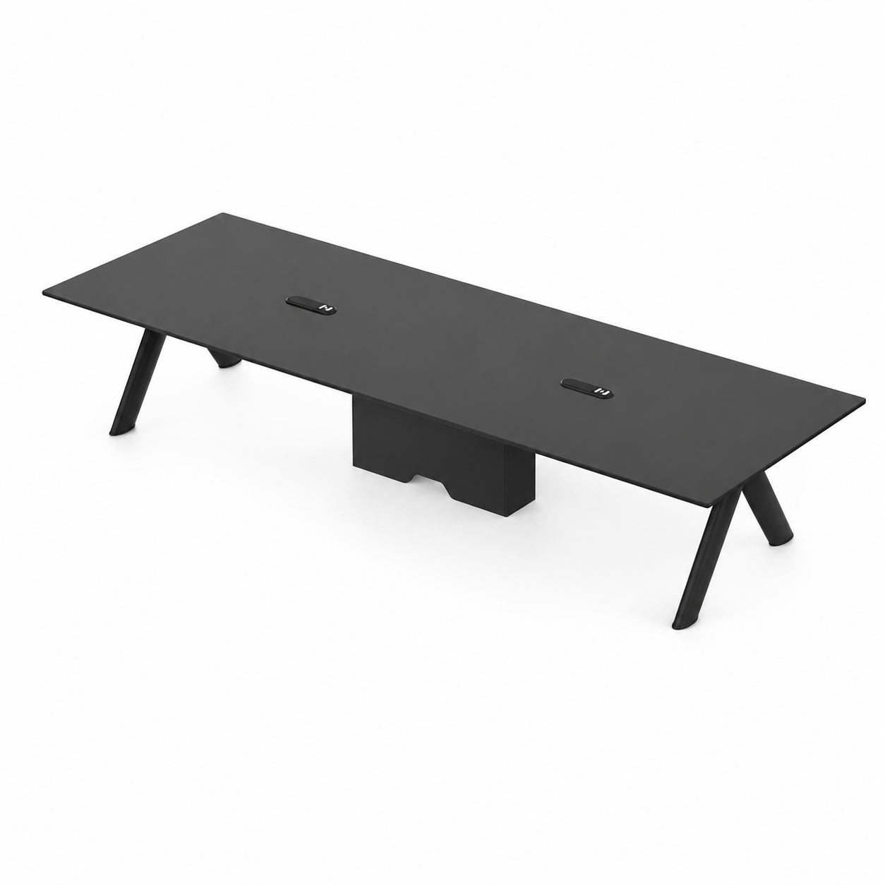 Black Executive Conference Table with Built-In Power Access
