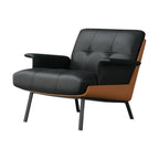 Modern Lounge Armchair with Upholstered Cushion and Solid Wood Frame for Reception Areas