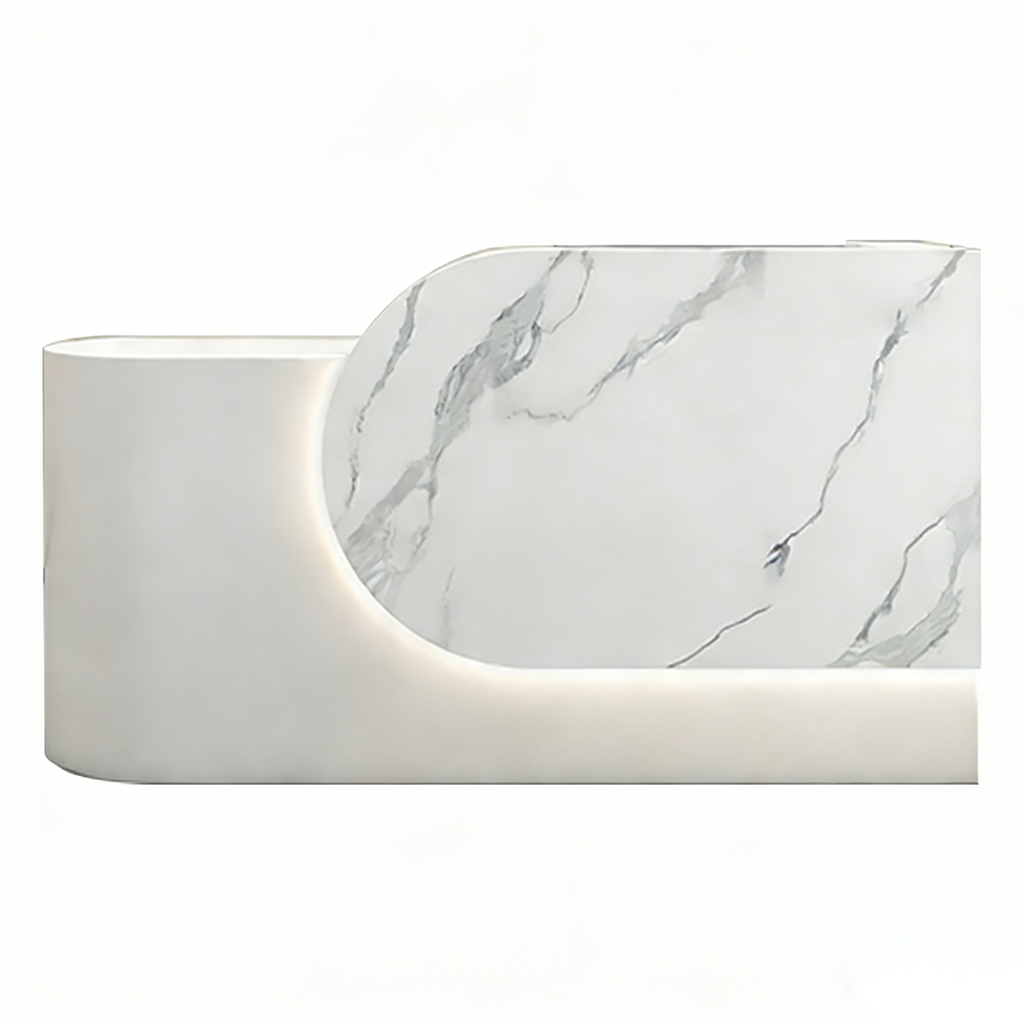 Compact Curved Reception Counter for Beauty and Skin Clinics