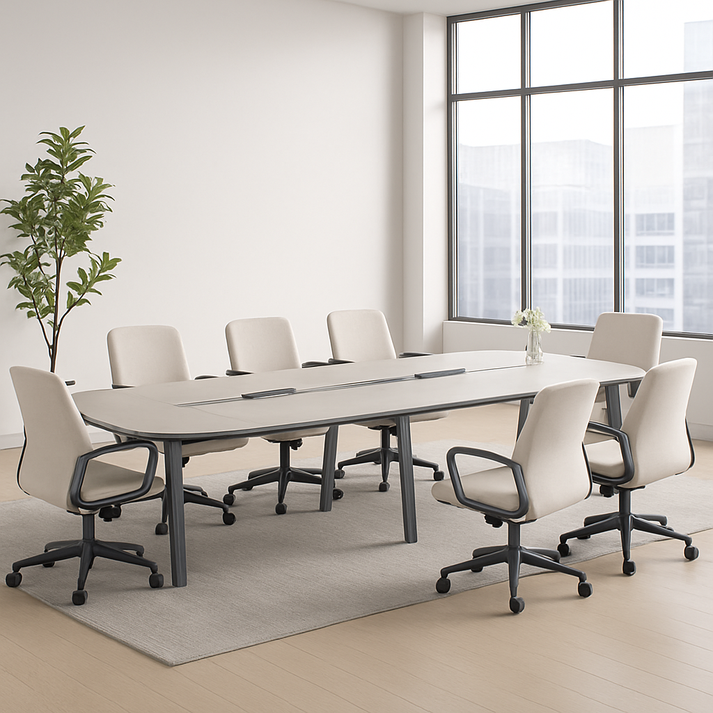 Oval Modern Conference Table with Wooden Legs