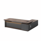 Walnut-Finish Executive Office Desk with Custom LED Lighting