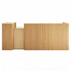 Modern Timber Reception Counter with Rattan Front Panel