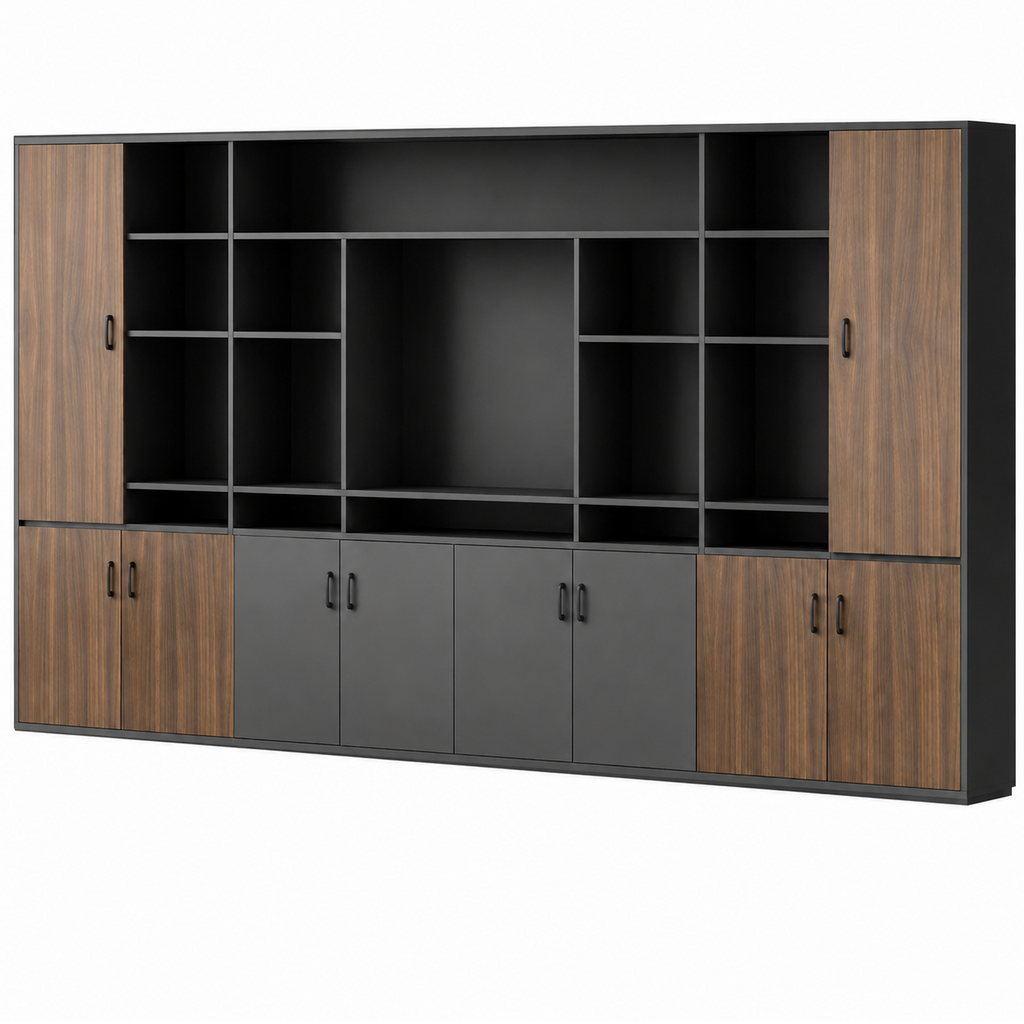 Modern Executive Storage Cabinet with Display Shelves