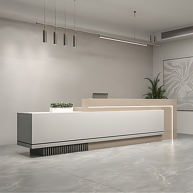 Sleek Modern Reception Desk with Ambient Lighting for Professional Workspaces