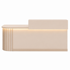 Modern Curved Reception Desk with LED Lighting and Storage Counter