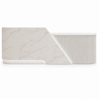 Modern Curved Reception Desk with Fluted Front and LED Base