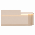 Modern Curved Reception Desk with LED Lighting and Storage Counter