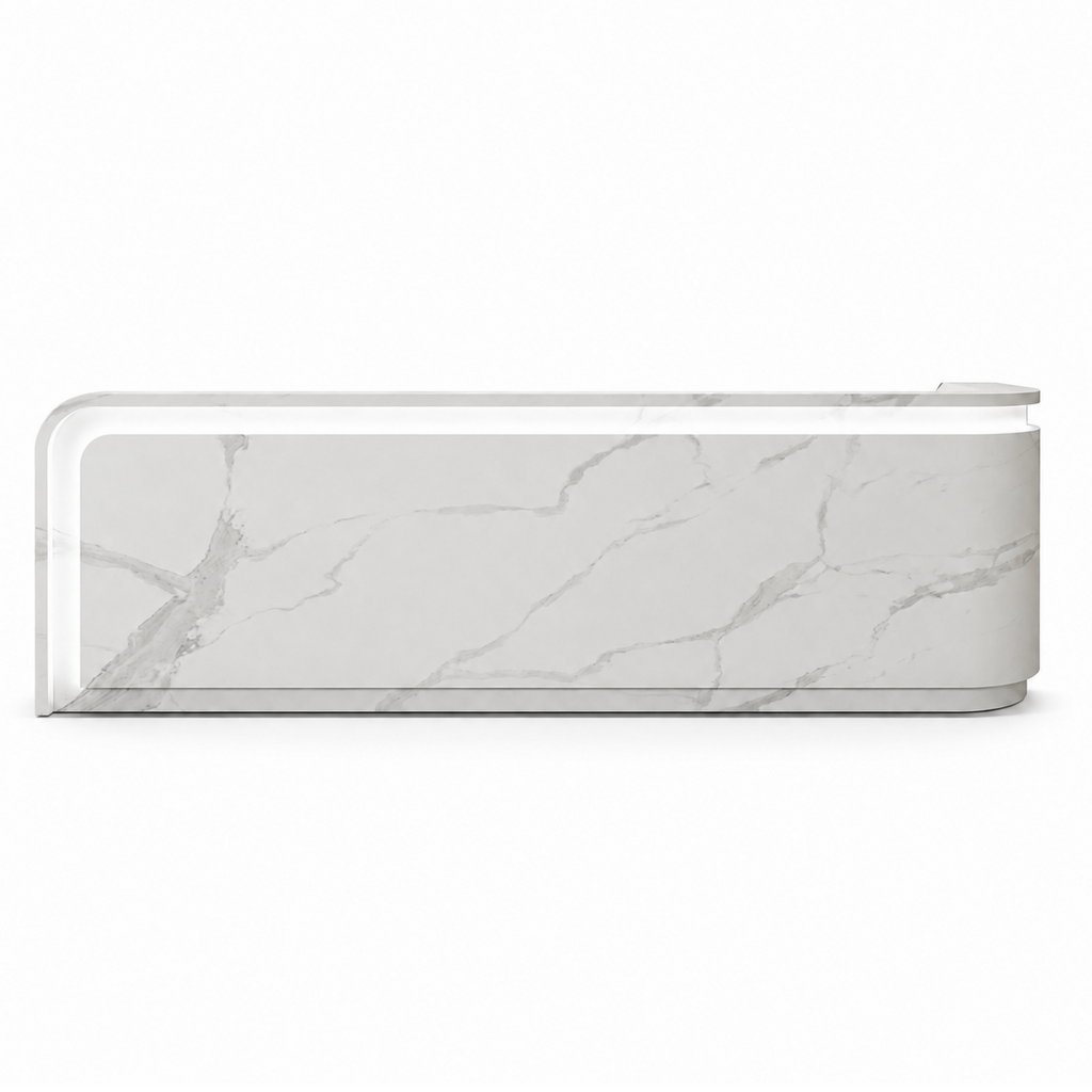 Aura Modern Curved Reception Counter with LED Ambient Lighting