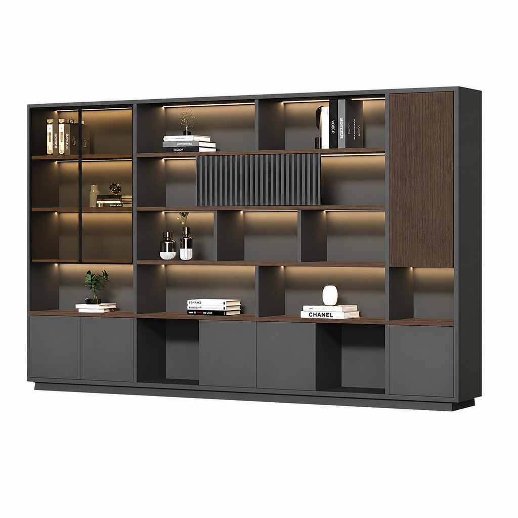 Modern Open-Shelved Executive Storage Cabinet