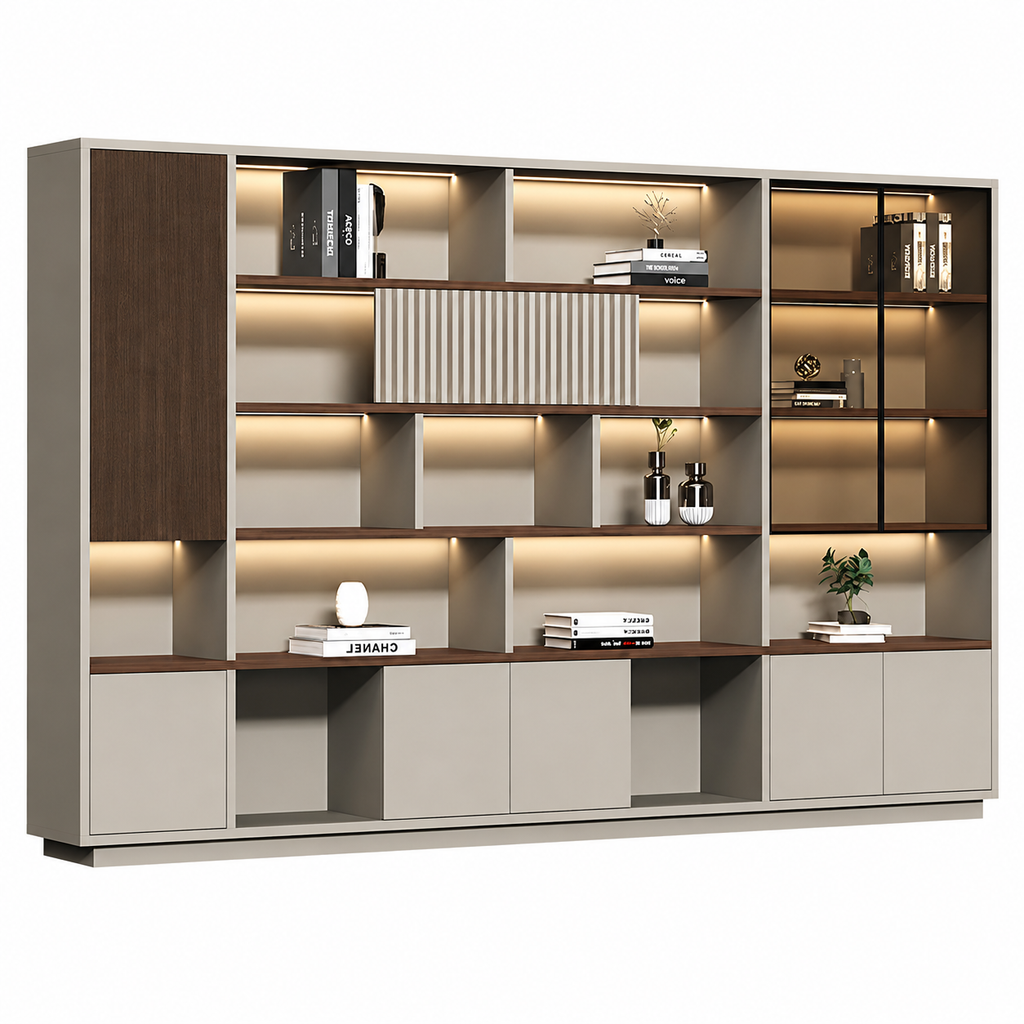 Modern Open-Shelved Executive Storage Cabinet