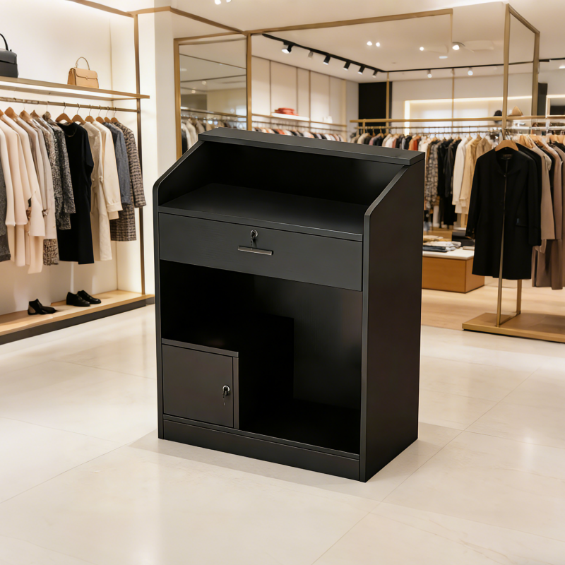 Compact White Reception Counter with Custom Logo