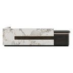 Modern Two-Tone Reception Desk with LED Lighting & Custom Logo