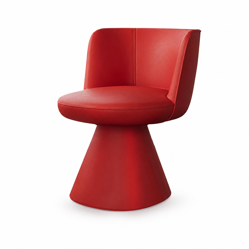 Modern Swivel Accent Chair with Solid Wood Frame and Curved Upholstered Backrest