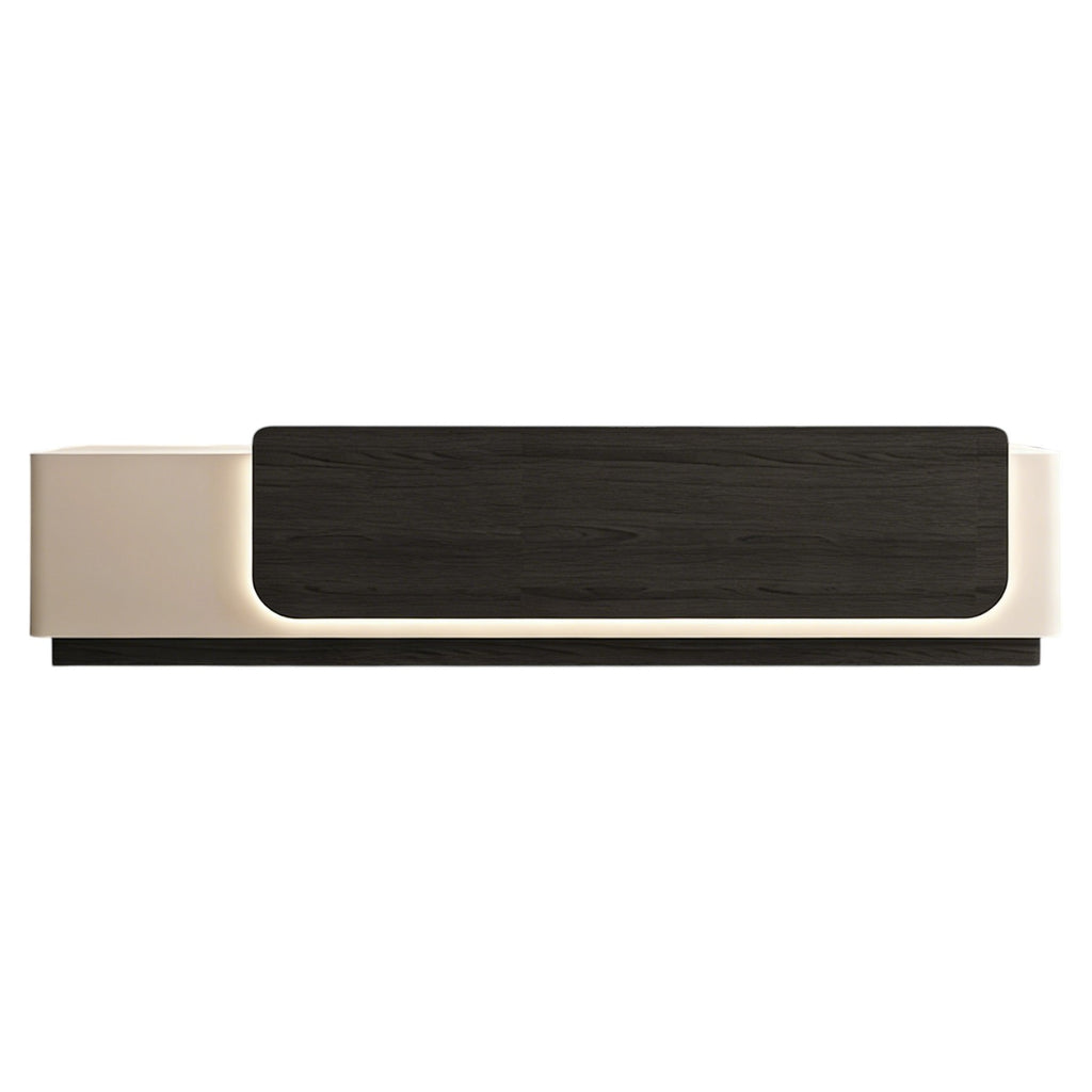 Contemporary Reception Desk with Backlit Timber Feature