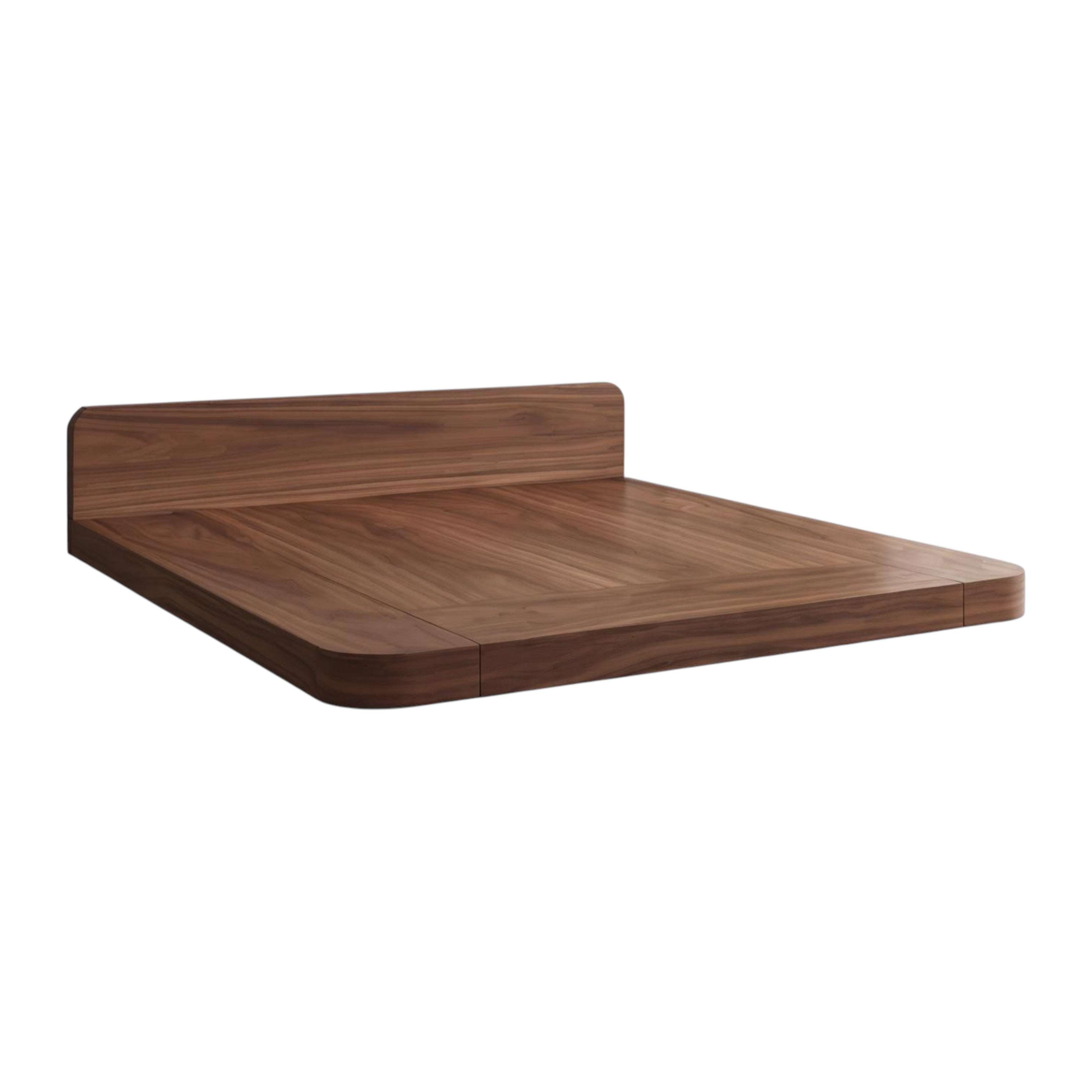 Minimalist Low Platform Bed Frame with Extended Timber Base and Integrated Side Table