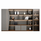 Contemporary Office Storage Cabinet with LED Display Shelves