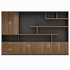 Modern Executive Storage Wall Cabinet with Open Shelving