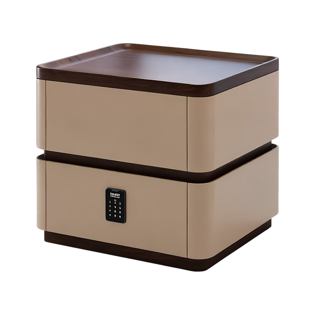 Modern Bedside Table with 2 Drawers and Rounded Edges