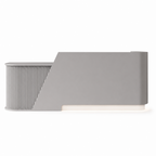 Modern Curved Fluted Reception Desk with LED Lighting and Custom Logo