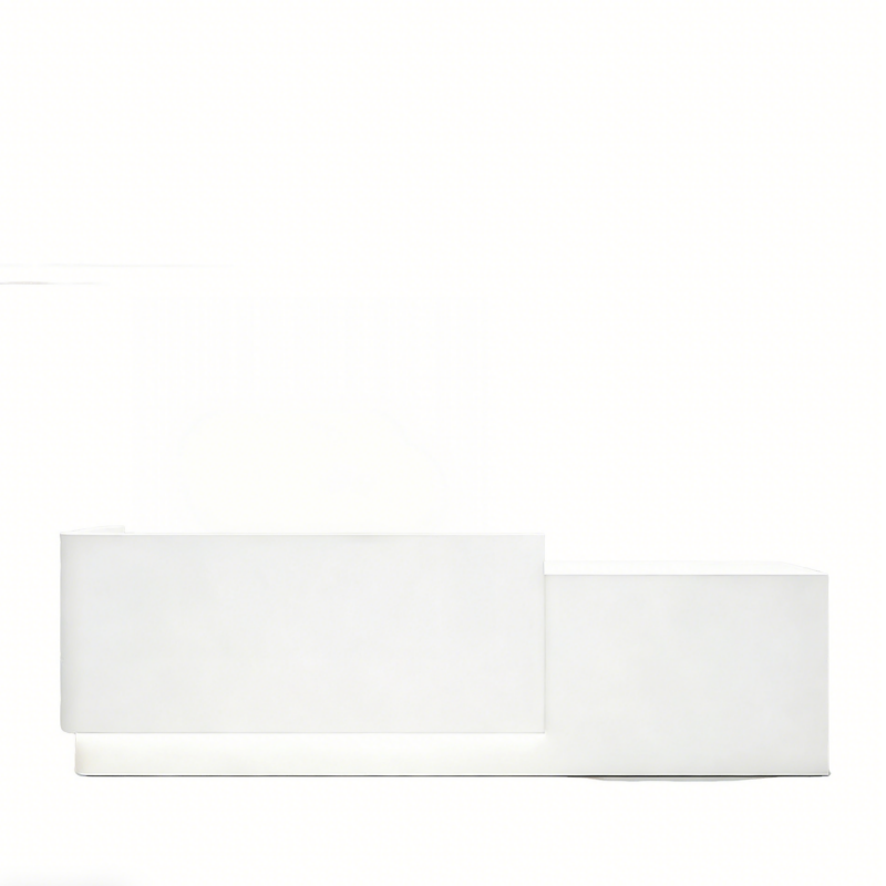 Minimalist Curved Reception Counter with LED Base Lighting