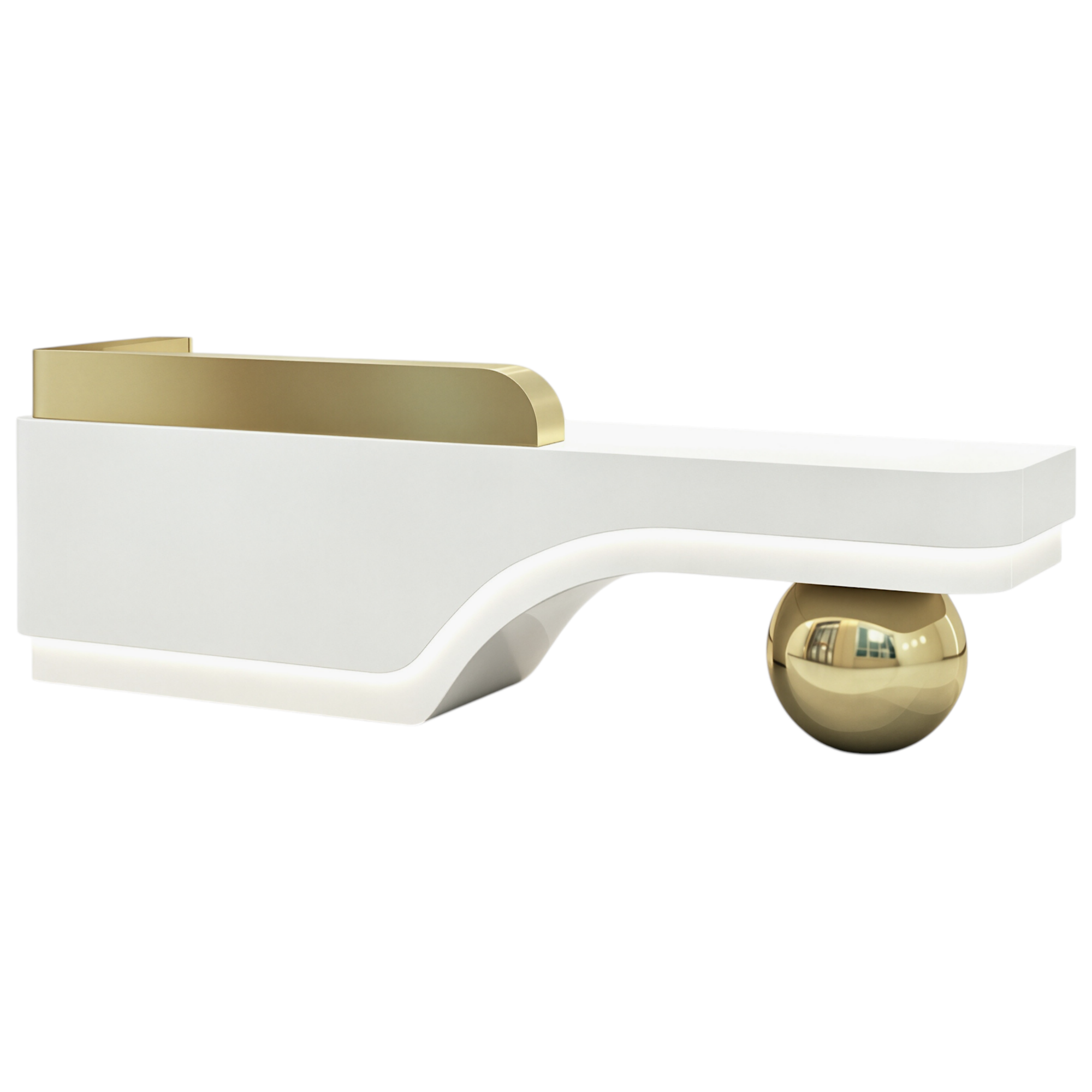 Modern Sculptural Reception Counter with Stainless Steel Base