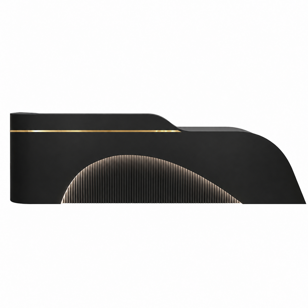 Modern Curved Reception Desk with LED, Storage and Custom Logo