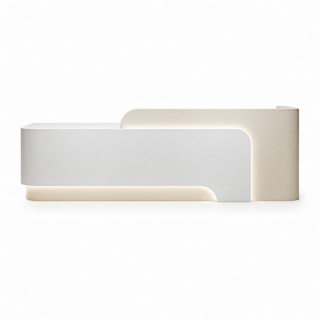 Modern Reception Desk with LED, Storage and Custom Logo