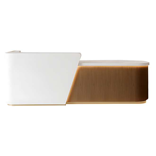 Curved Reception Counter with LED Halo and Transaction Top