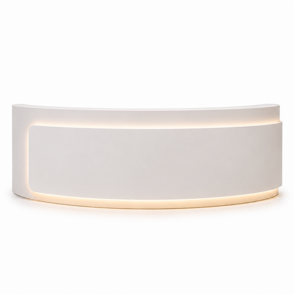 Premium Curved Reception Counter with Integrated LED Lighting