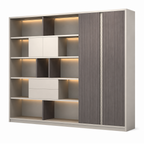 Executive Storage Wall Cabinet with LED and Concealed Wardrobe Storage