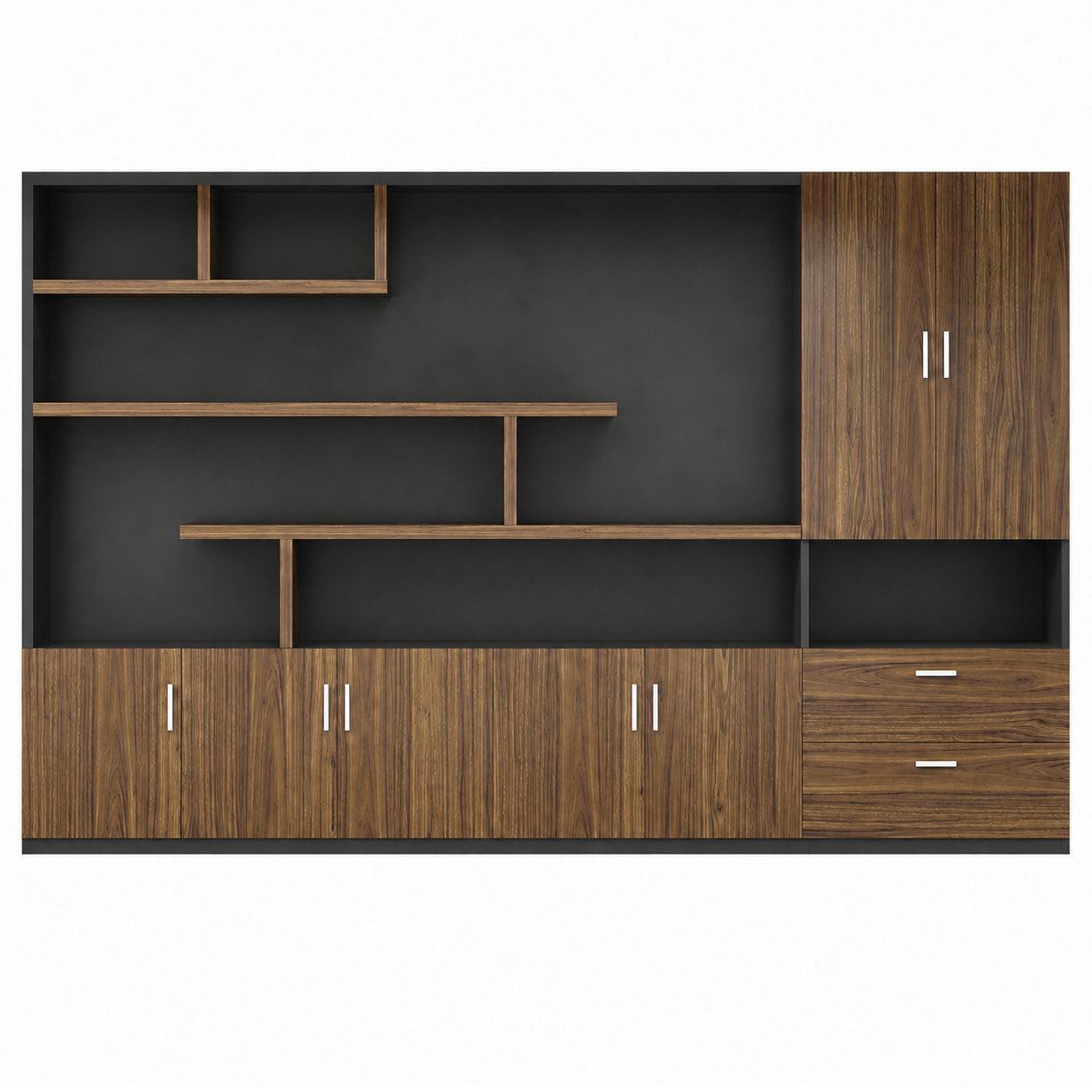 Modern Executive Storage Wall Cabinet with Open Shelving