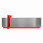 Modern Stainless Steel Reception Desk With Lit Custom Logo Panel