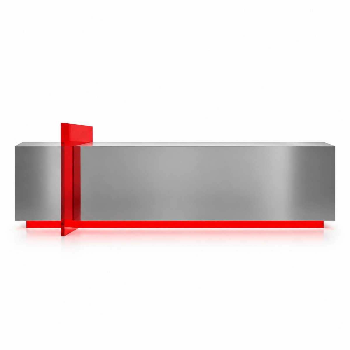 Modern Stainless Steel Reception Desk With Lit Custom Logo Panel